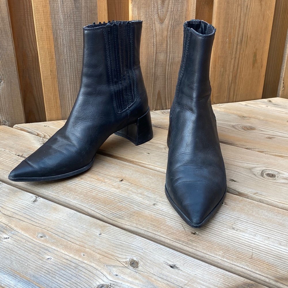 Zara Real LEATHER Indie Sleaze Pointed Chelsea Boots with Cowboy Vibes! 39, 8